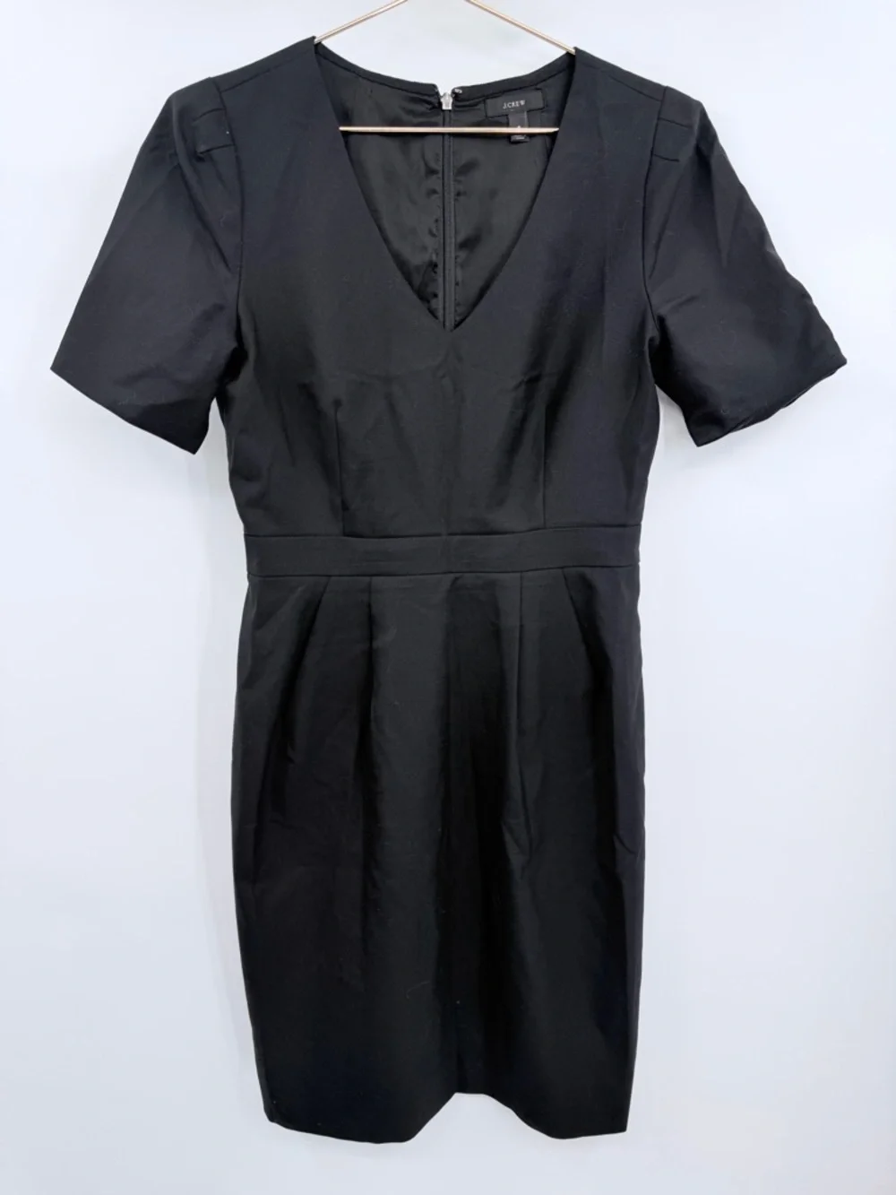 J. CREW Memo Dress Super 120s Wool V-Neck Sheath Black 4